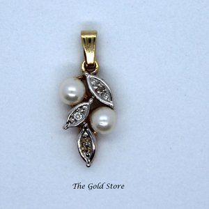 Solid yellow/white gold 14k Natural Pearl pendant